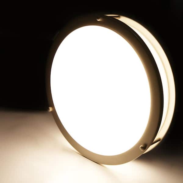 14 in. Modern Brushed Nickel Integrated LED Flush Mount Fixture, Dimmable 3000K Ceiling Light for Kitchens or Hallways