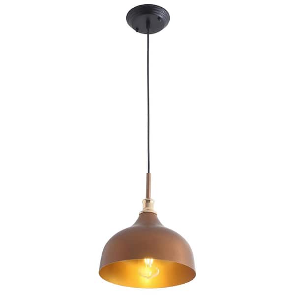 aiwen 10.2 in. 1-Light Farmhouse Bronze Dome Shaded Pendant Light Industrial Adjustable Metal Hanging Light