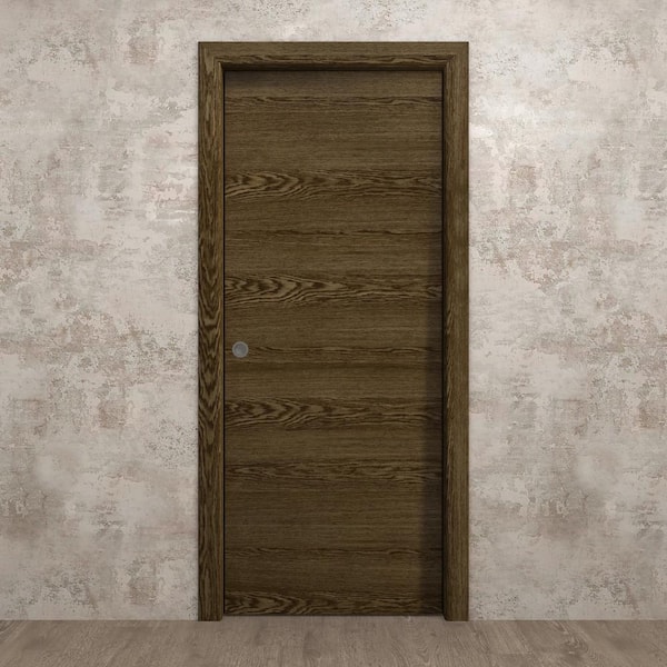 32 in. x 84 in. Marble Oak Solid Wood Pocket Door with Hardware