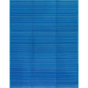 Luna Blue 6 ft. x 9 ft. Stripes Indoor/Outdoor Area Rug
