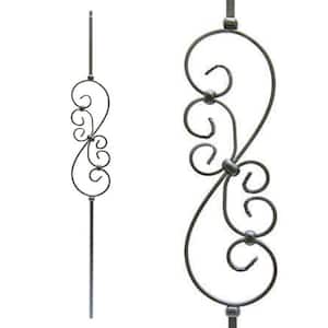 Stair Parts 44 in. x 1/2 in. Oil Rubbed Copper Narrow Scroll Iron Baluster for Stair Remodel