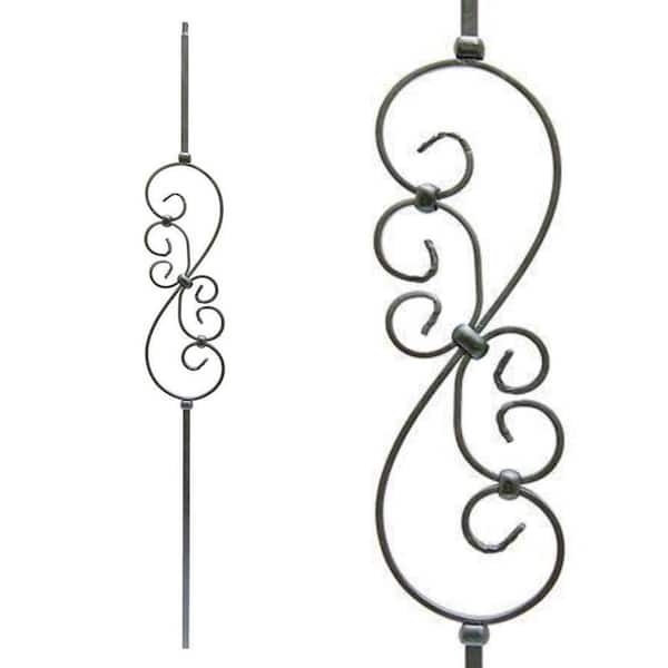 EVERMARK Stair Parts 44 in. x 1/2 in. Oil Rubbed Copper Narrow Scroll Iron Baluster for Stair Remodel