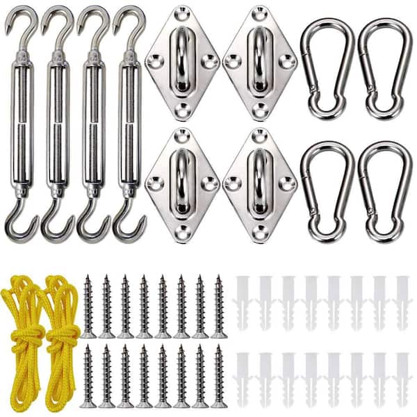 MOEPISY Stainless Steel Shade Sail Hardware Kit for Triangle Square Rectangle Sun Shade Sail Installation for Patio Lawn