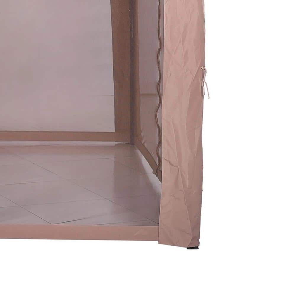 Brown and Beige 12 Ft. Steel Dome Gazebo with Netting