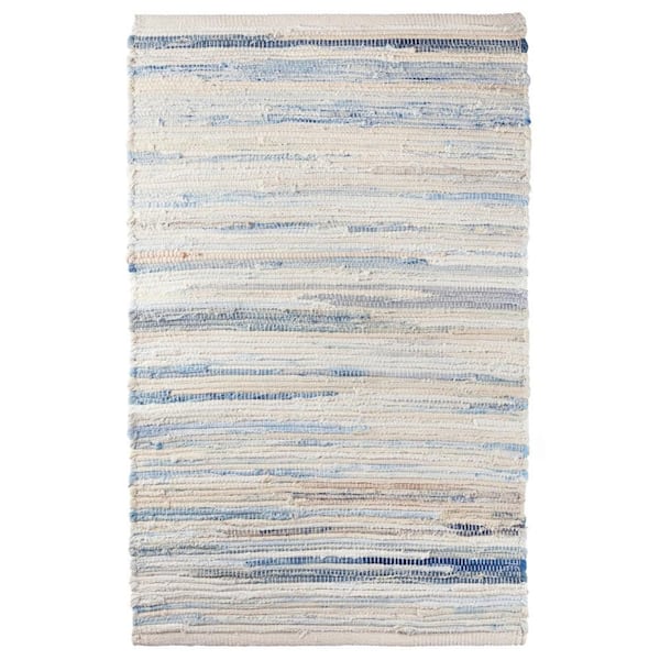 Denim Rag Handwoven Cotton Blue 9 ft. x 12 ft. Indoor Area Rug
