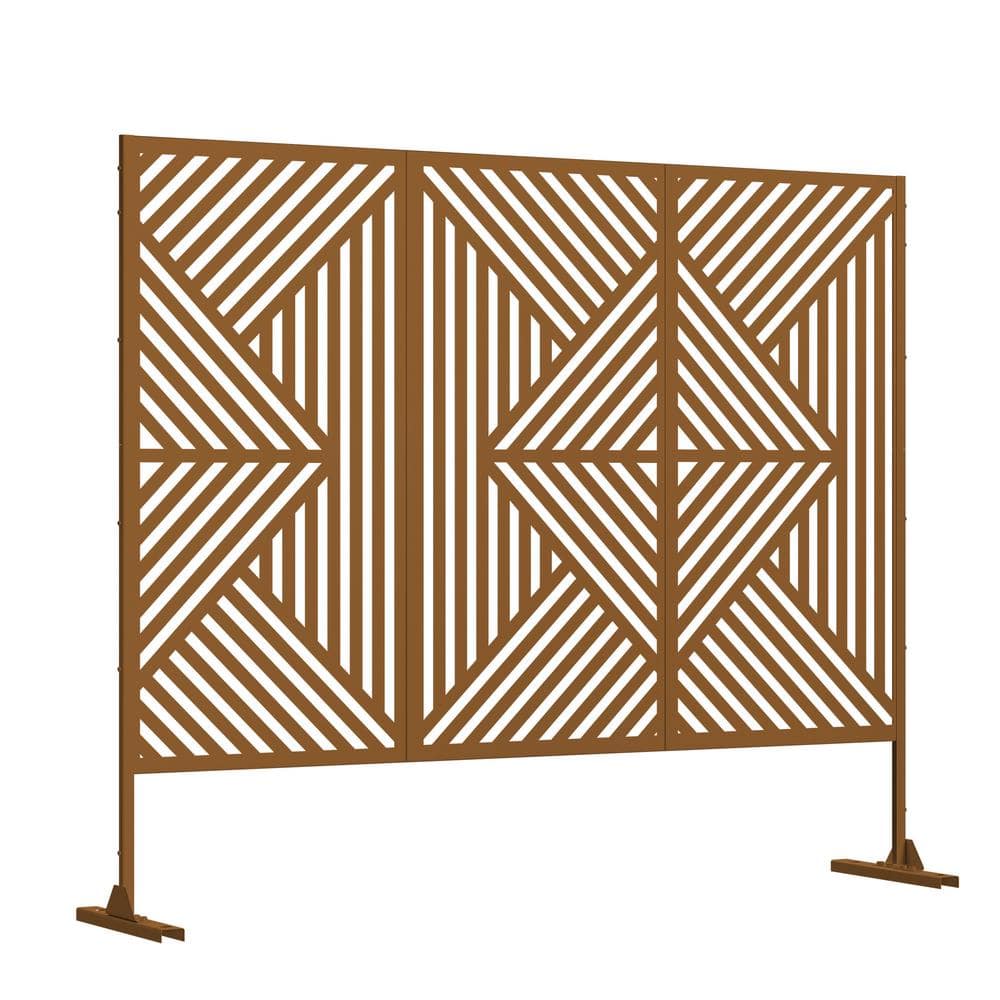 75 in. W x 48 in. H Brown 3-Panel Outdoor/Indoor Room Divider Privacy Scree