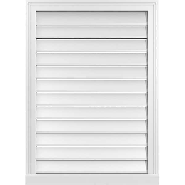 Ekena Millwork 26" x 36" Vertical Surface Mount PVC Gable Vent: Functional with Brickmould Sill Frame
