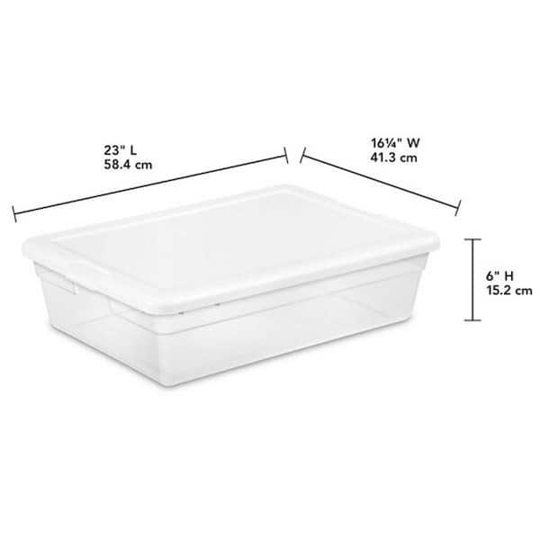 Sterilite 28 Qt. Clear Bin Storage Box Tote Container with White