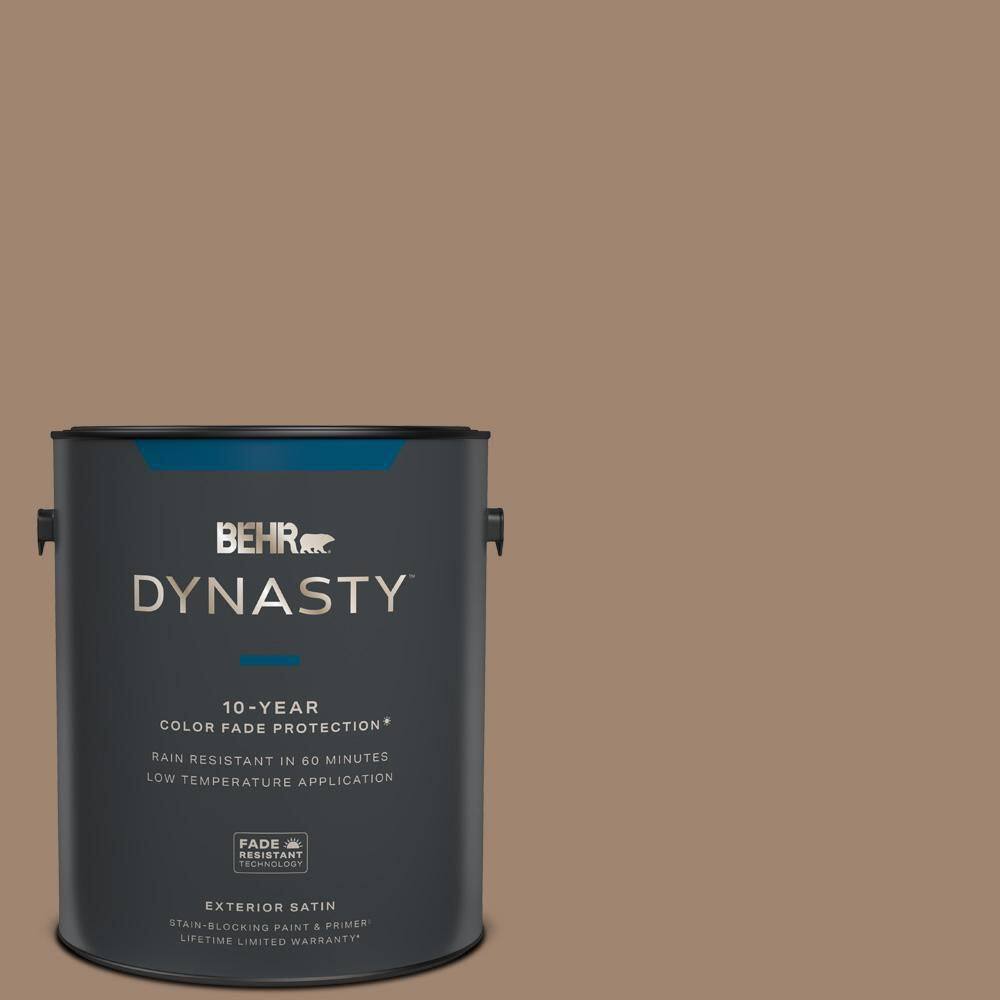 BEHR DYNASTY 1 gal. ICC71 Warm Nutmeg Satin Enamel Exterior StainBlocking Paint & Primer