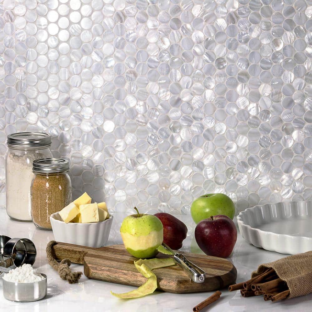 Pacif Pearl Shell Penny Round Mosaic Tile