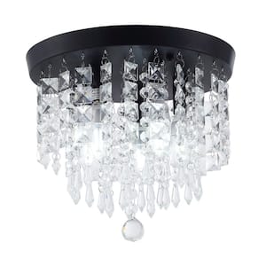 11 in. 4-Light Modern Round Crystal Flush Mount Hanging Ceiling Lighting