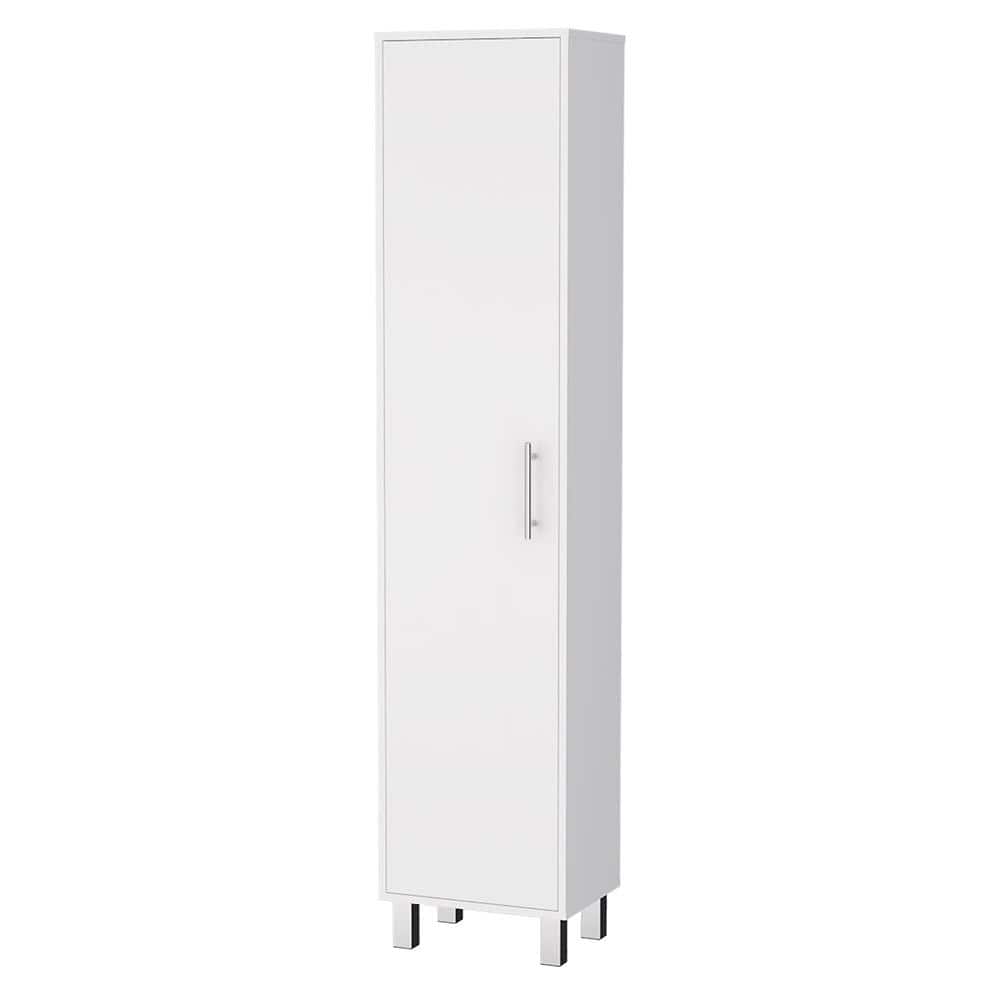 White Finish Storage Cabinet, Single Door 5-Shelf Organizer for Laundry, Utility Room & Garage price history on PriceWatchPro