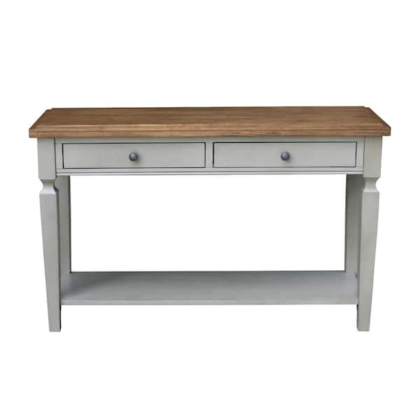 International Concepts Vista 48 in. Hickory/Gray Standard Rectangle Wood Console Table with Drawers