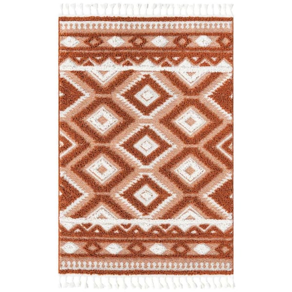 Unique Loom Boho Gigi Rust Red 4 ft. 1 in. x 6 ft. 1 in. Area Rug