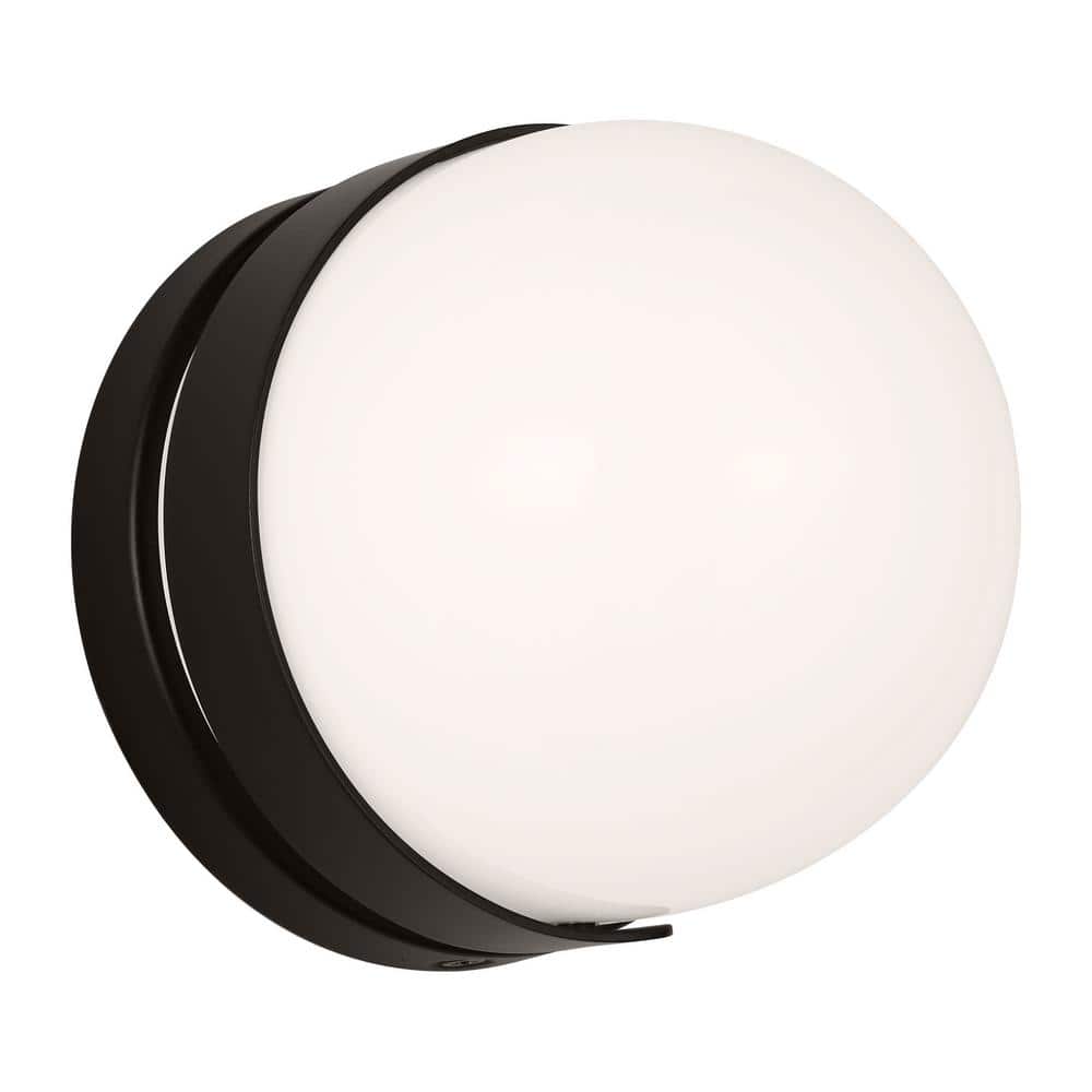 Aged Iron and Milk Glass Dimmable LED Wall Sconce