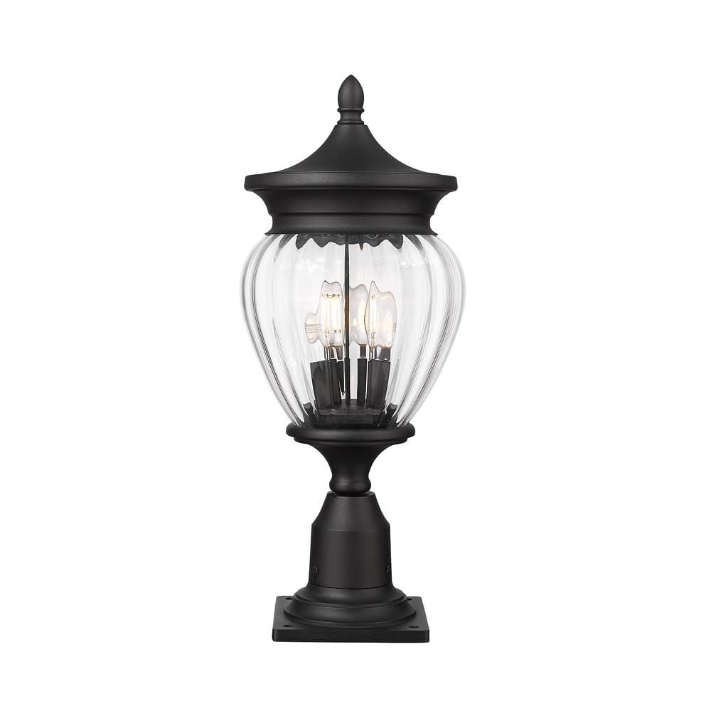 Davina 22.25 in. 3-Light Black Aluminum Hardwired Outdoor Marine Grade Pier