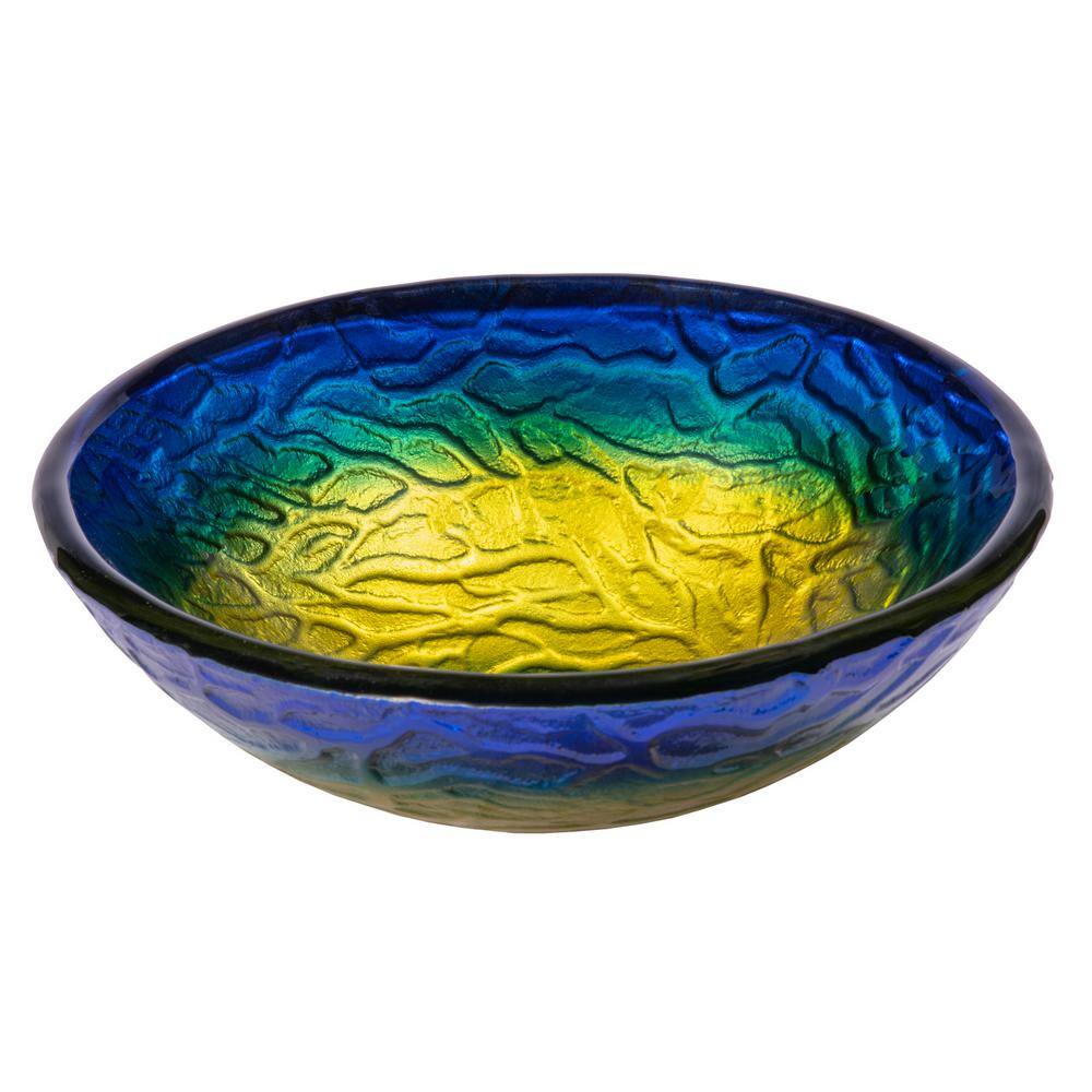 14.25'' Blue and Yellow Glass Vessel Sink