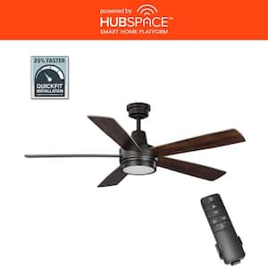 Fanelee 54 in. White Color Changing LED Bronze Smart Ceiling Fan with Light Kit and Remote Powered by Hubspace