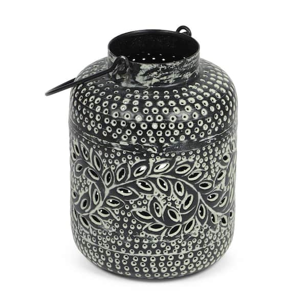 Afoxsos Blackish Green Boho Handcrafted Small Decorative Lantern