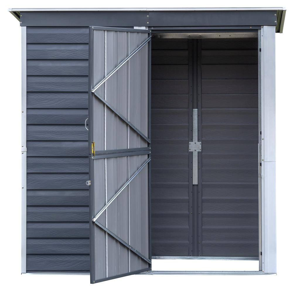 Charcoal and Cream Galvanized Steel 6 x 4 ft Outdoor Storage Shed