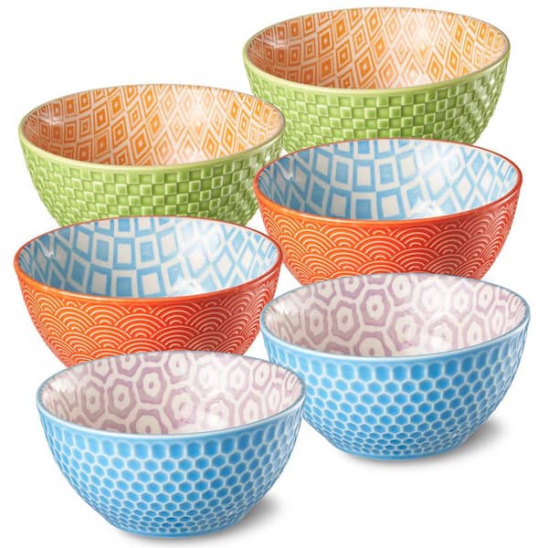12 Oz Porcelain Dessert Bowls Set of 6, 4.8-Inch Colorful Ceramic Bowls for Ice Cream and Snacks