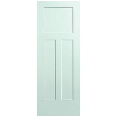 30 in. x 80 in. 3-Panel Winslow Single Bore Hollow Core Sea Glass Molded Composite Interior Door Slab