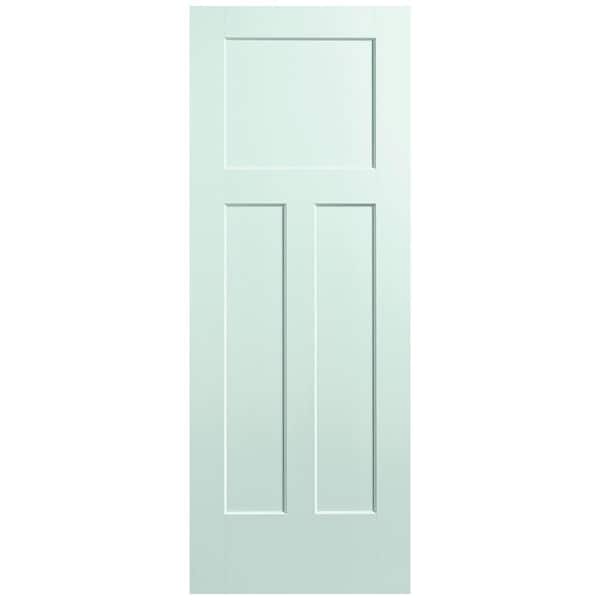 Masonite 30 in. x 80 in. 3-Panel Winslow Single Bore Hollow Core Sea Glass Molded Composite Interior Door Slab