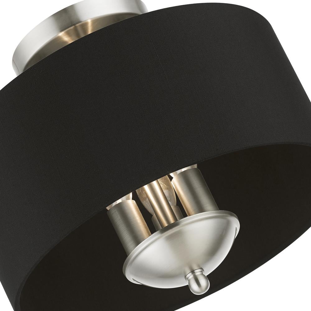 Huntington 12" Brushed Nickel Drum Semi-Flush Mount Light