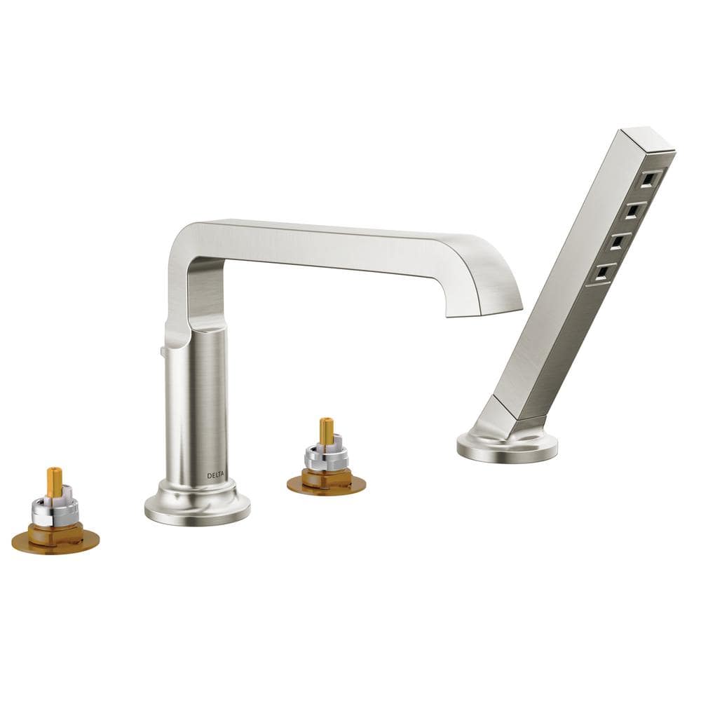 Tetra 2-Handle Roman Tub Faucet Trim Kit with Hand Shower in Lumicoat Stainless (Valve and Handle Not Included) price history on PriceWatchPro
