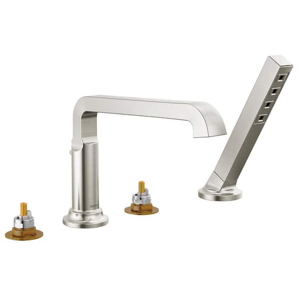 Delta Tetra 2 Handle Roman Tub Faucet Trim Kit With Hand Shower In