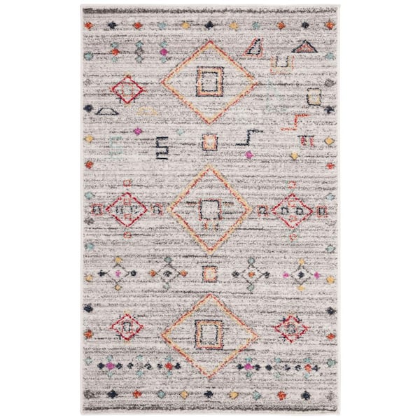 SAFAVIEH Adirondack Light Gray/Red Doormat 3 ft. x 5 ft. Geometric Area Rug