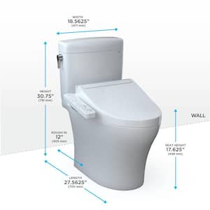 Aquia IV Cube 12 in. Rough In Two-Piece 0.9/1.28 GPF Dual Flush Elongated Toilet in Cotton White with C2 Washlet Seat