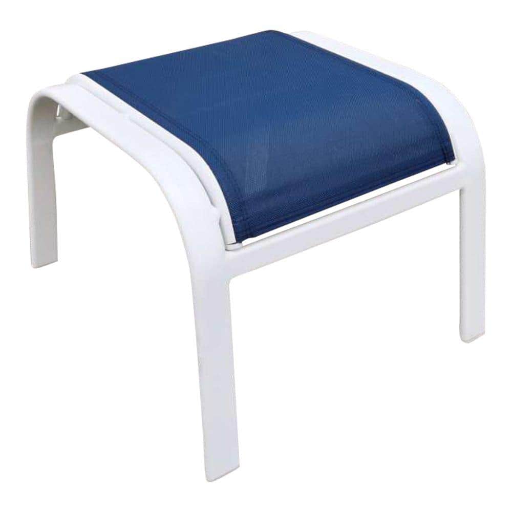 Courtyard Casual Santa Fe 2 Aluminum Outdoor Sling Ottomans in White 5607 The Home Depot