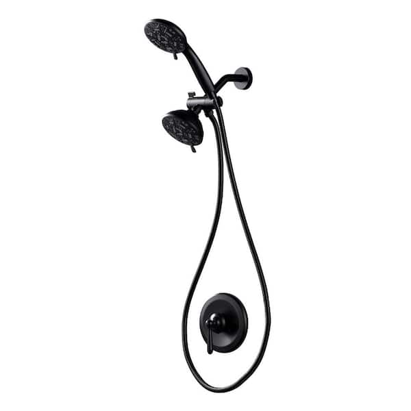 2-in-1 Single Handle 7-Spray Wall Mount Shower Faucet 1.8 GPM with High Pressure Balance in. Matte Black