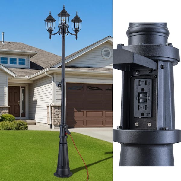 C Cattleya 3-Light Black Aluminum Dusk to Dawn Hardwired Outdoor