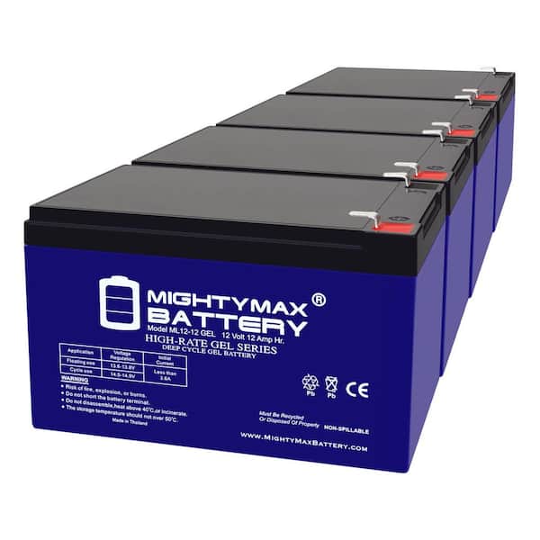 MIGHTY MAX BATTERY 12-Volt 12Ah GEL F2 Replacement Battery Compatible with Zipr 4 xtra Mobility Scooter - 4 Pack