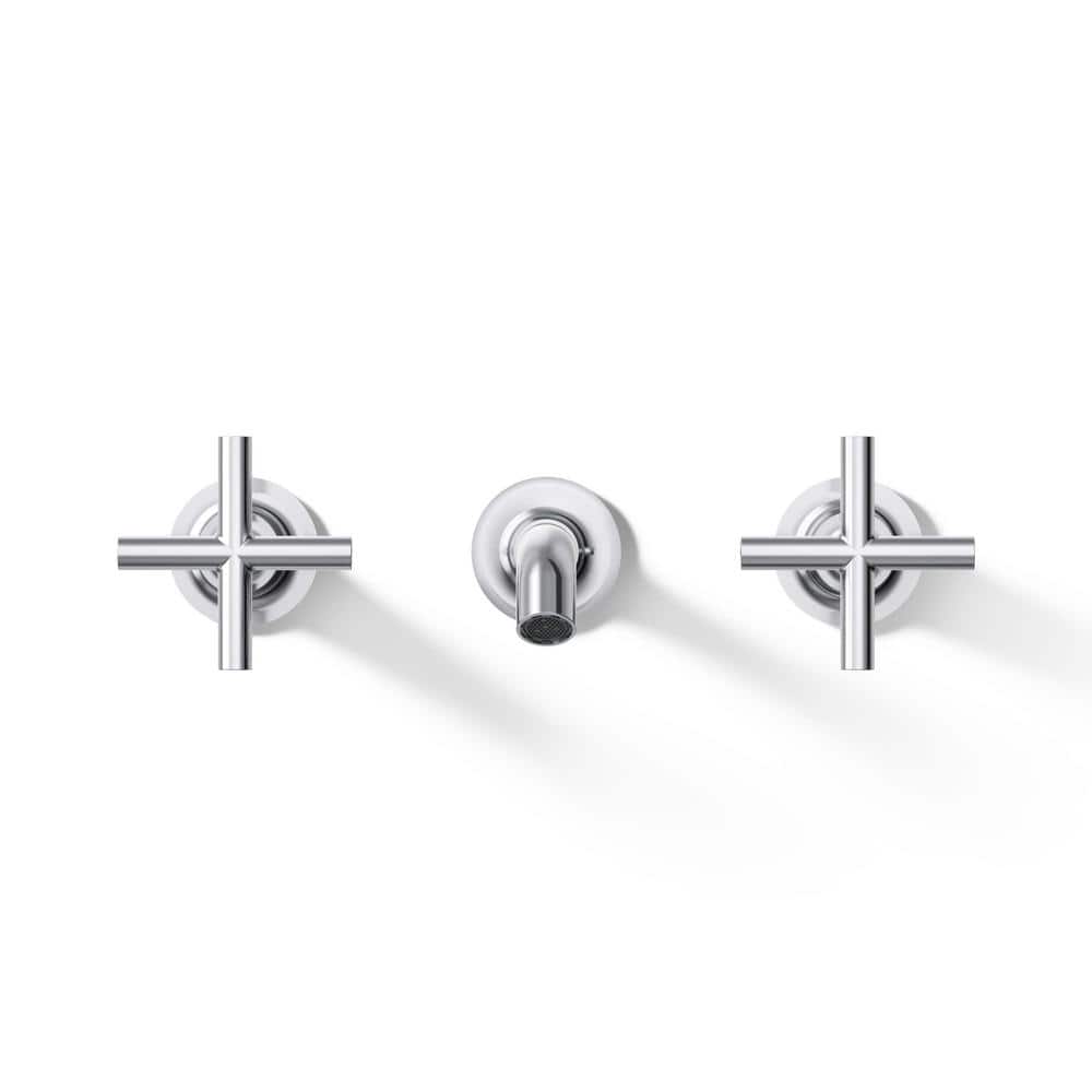 Polished Chrome Wall-Mounted Double Handle Faucet