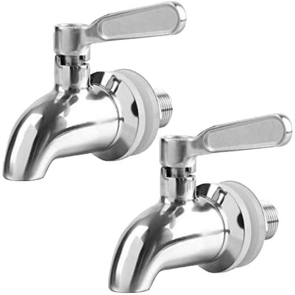 2 Handle Beverage Faucet with Lead Free Stainless Steel Non Corrosive Leak Free Design in Polished Silver 2 Pack