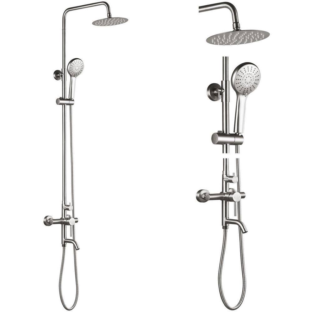 Outdoor Single-Handle 3-Spray Tub and Shower Faucet 8 in. Shower Heads 1.8 