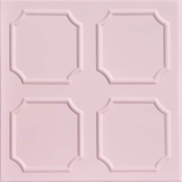 A La Maison Ceilings Bostonian 1.6 ft. x 1.6 ft. Glue Up Foam Ceiling Tile in Powder Blush