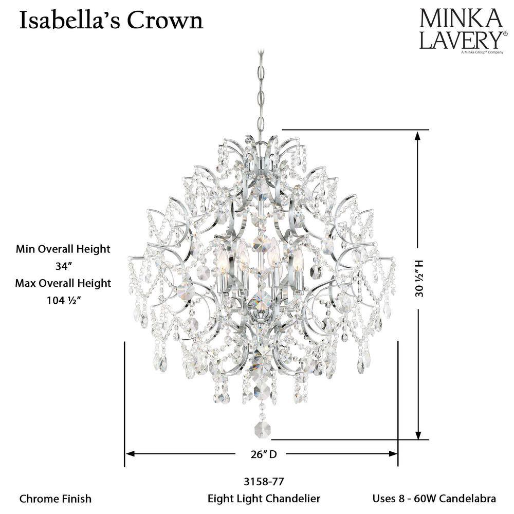 Eleganza Chrome 8-Light Chandelier with Clear Crystal Accents