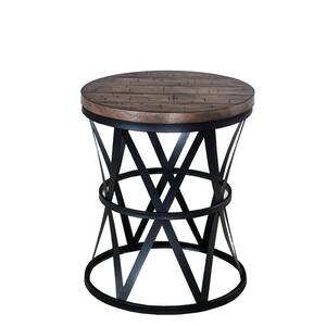 Dark Brown Barrel Table with Metal Legs