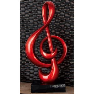 7 in. x 33 in. Red Polystone Music Sculpture with Black Base