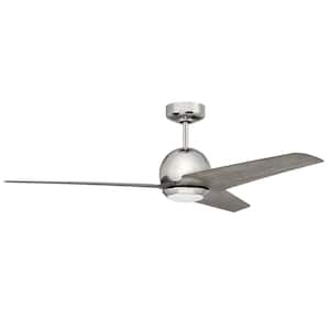 Nate 52 in. Integrated LED Indoor Polished Nickel Ceiling Fan Dual Mount Finish, Smart Wi-Fi Enabled Remote and Light