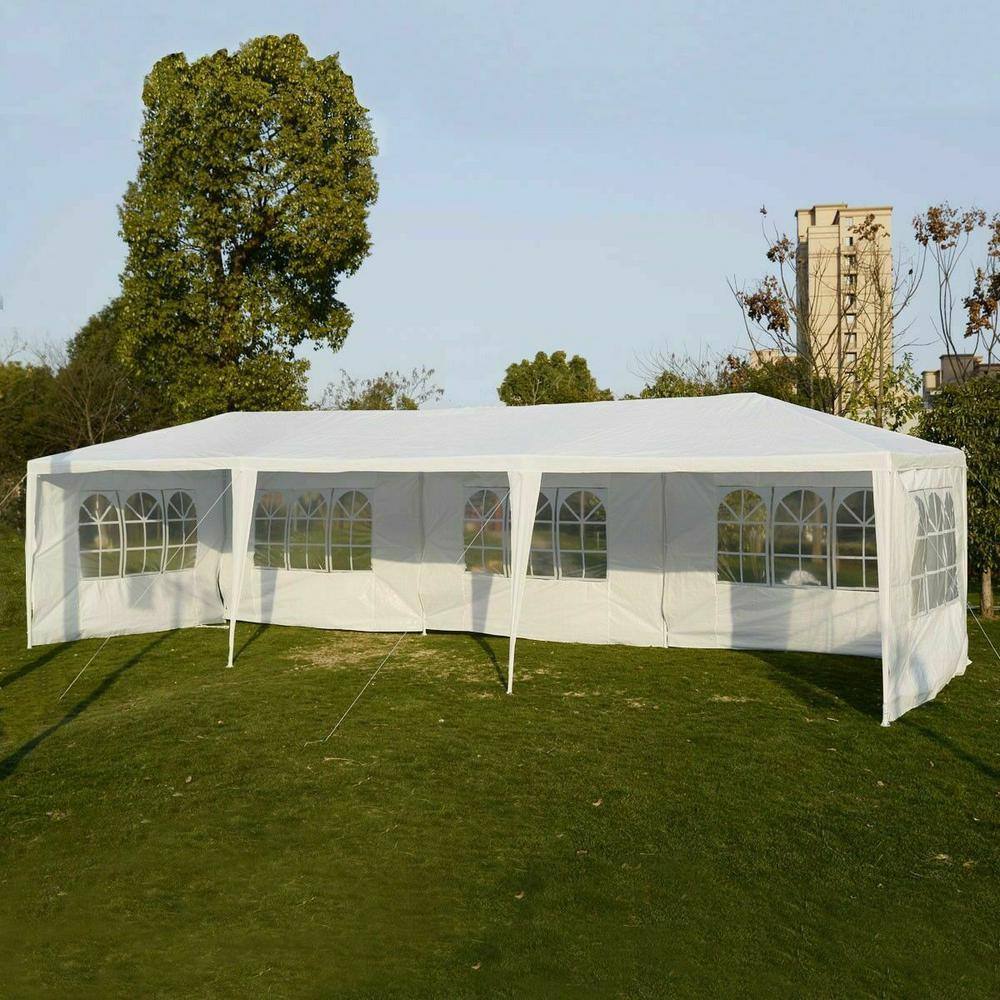 White 10'x30' Heavy Duty Outdoor Canopy Tent with Steel Frame