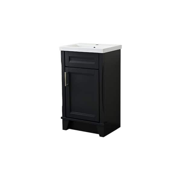 Bellaterra Home 20.4 in. W. x 18.1 in. D x 33.5 in. H Single Bath Vanity in Dark Gray Finish with White Ceramic Sink Top