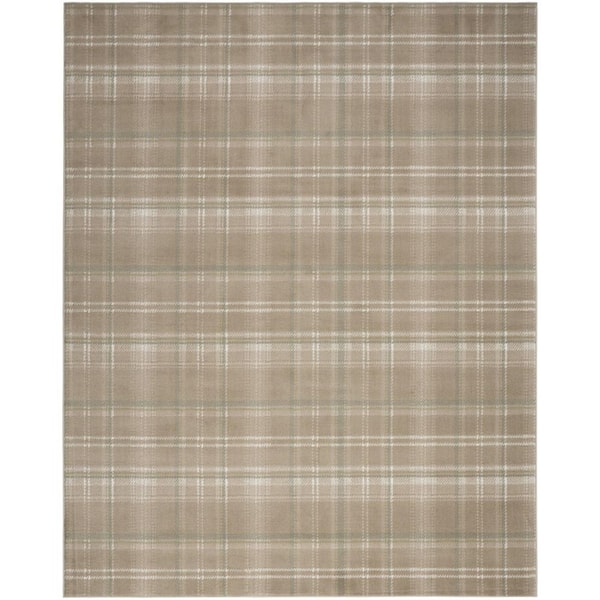 8 ft. x 10 ft. Brown and Ivory Plaid Non Skid Area Rug