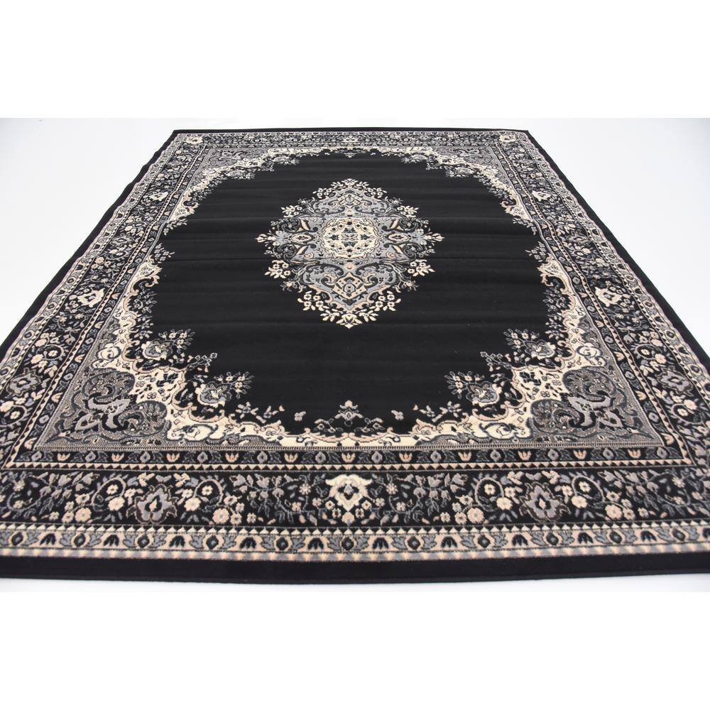 Black and Beige Medallion Synthetic 8' x 10' Area Rug