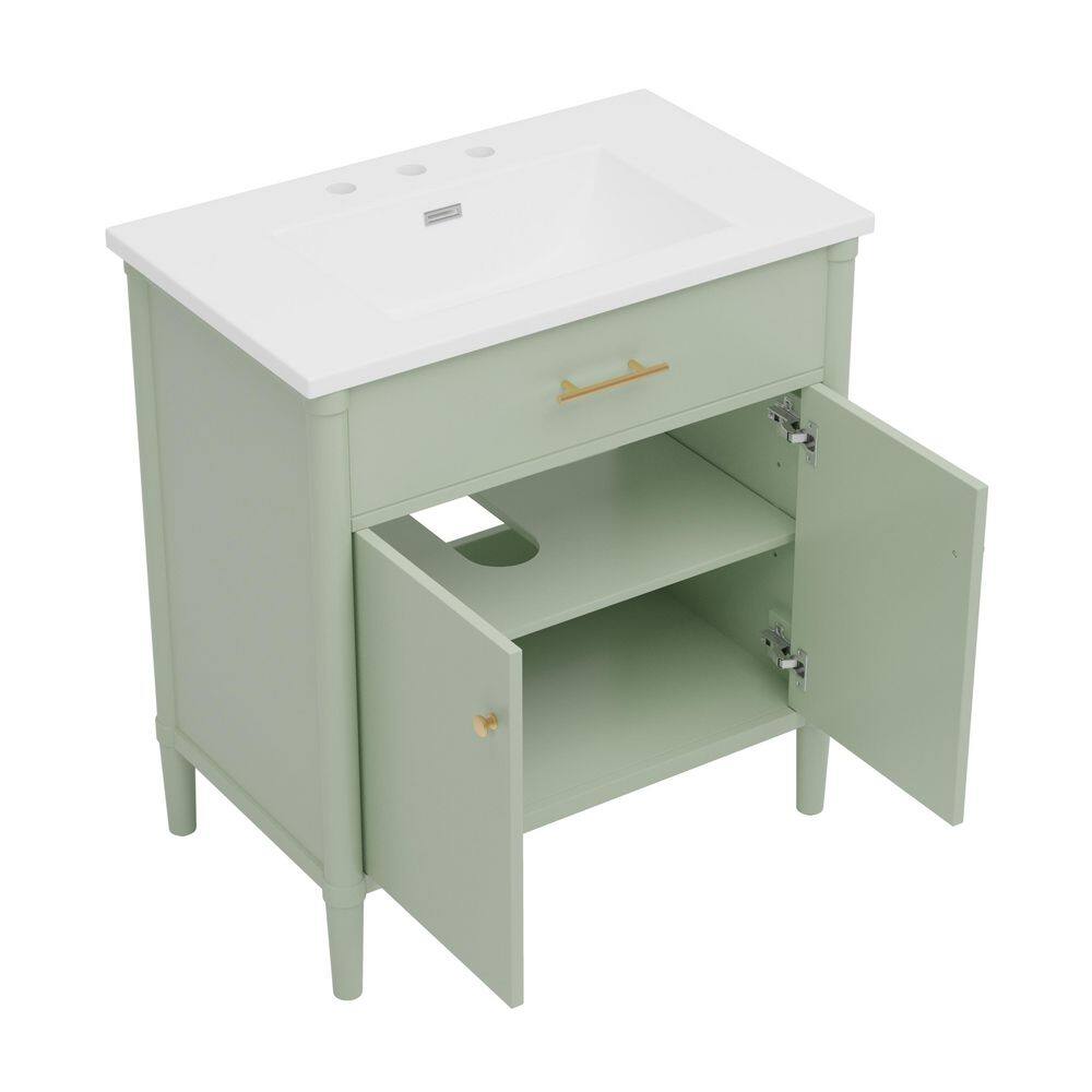 "31"" Green Bath Vanity with Sink White Top, Bathroom Cabinet with Soft Close Doors and Adjustable Shelf" price history on PriceWatchPro