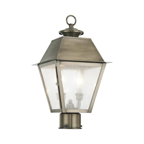 Livex Lighting Mansfield 2 Light Vintage Pewter Outdoor Post Top Lantern